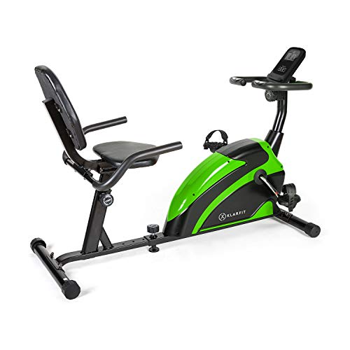 KLAR FIT Klarfit Relaxbike 6.0 Se - Vélo couché, Cardiobike, Vélo d'exercice, Masse du Volant: 12 kg, Résistance magnétique à 8 Niveaux, Support de Tablette, PulseControl, SilentBelt Drive, Vert