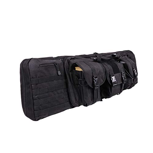 LUVODI Housse de Transport pour 2 Fusils à Air/Fusils de Chasse Rembourée Sac Tactical Double Rifle 91 cm Mallettes pour Arme Longue Protection de Réplique Airsoft - Noir