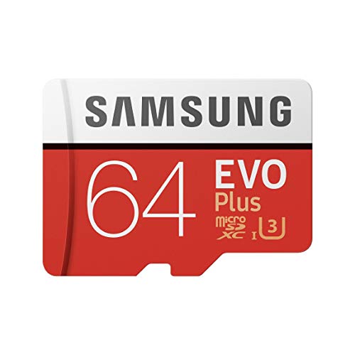 Samsung Carte mémoire microSDXC Pro Plus 64 Go UHS Classe de vitesse 3, classe 10 pour Action Cam, smartphone et tablette avec adaptateur SD (modèle 2017) EVO Plus 64 go rouge/blanc