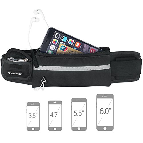 Ceinture de course,Tagvo Sac Banane Ville de sport Unisex Sac Ceinture Banane Etanche avec patch réfléchissant Multi-paquet Pochette Ceinture Portefeuille pour le transport des clés, cartes,passeport