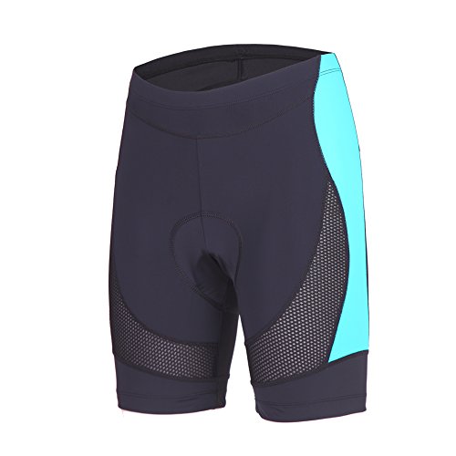 BEROY Cuissard de Bicyclette pour Femmes avec Short de vélo rembourré en Gel 3D pour Femmes（Bleu Small）