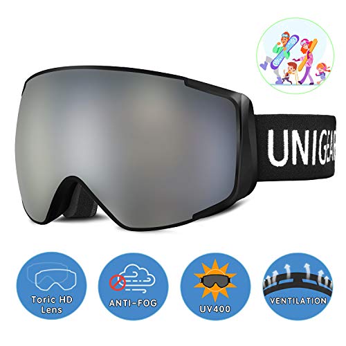 Unigear Lunettes de Ski, Skido X2 Lunettes de Snowboard Hyperboloïde Anti-buée, Ski Goggles Anti-UV400 Adapté pour Les Activités Ski Snowboard pour Un Père/Une Mère et Un Fils/Une Fille