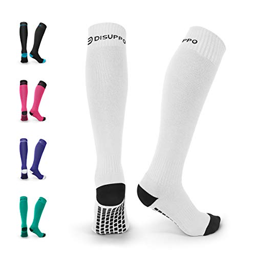 DISUPPO Chaussette de Contention, Bas de Contention Chaussettes de Compression pour Hommes et Femmes, pour Football, Sportive, Cyclisme, Boost Stamina, Circulation, Fatigue Réduite