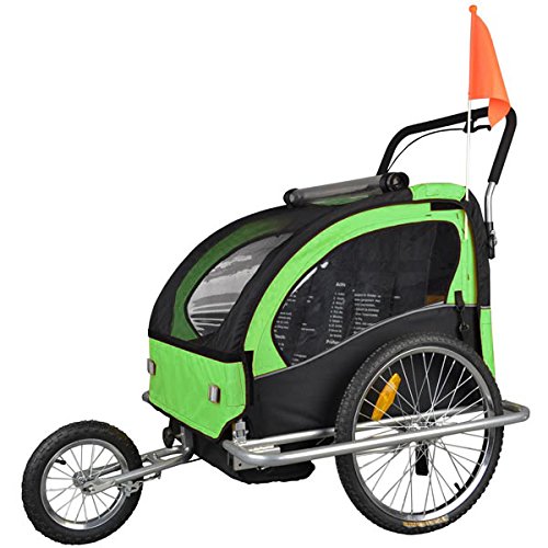 Tiggo Convertible Jogger Remorque à Vélo 2 en 1, pour enfants - JBT03A-D02 502-D02 Vert/Noir