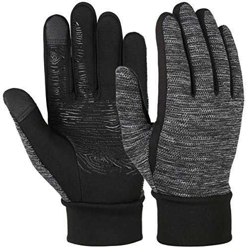 VBIGER Gants Hiver Chaud Tactile Sport Anti-dérapant pour Hommes et Femmes,Noir, Noir - A, L