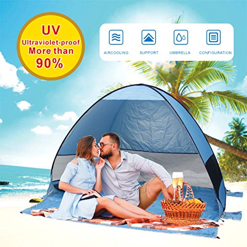 Tente de plage super Bluecoast Parapluie de plage extérieur Cabana automatique Pop Up UPF 50+ Pare-soleil portable Camping pêche randonnée Canopy