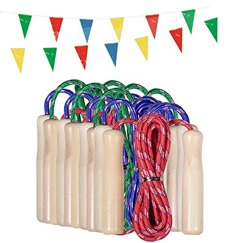 Partituki Pack de 10 Cordes à Sauter. Cordes à Sauter en Bois. Idéal pour Les Jeux en Plein Air et Les Cadeaux d'anniversaire pour Enfants.