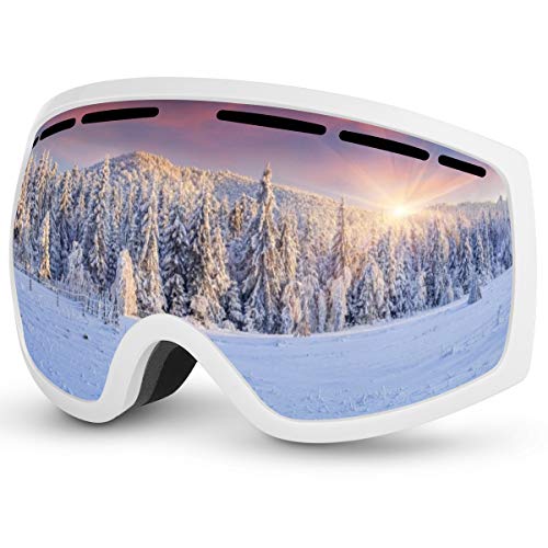 Baban Lunettes de Ski Masque de Snowboard Anti-UV Anti-buée avec Double Lentille Amovible Lunettes de Protection avec Grande Lentille OTG Sphérique pour Homme et Femme