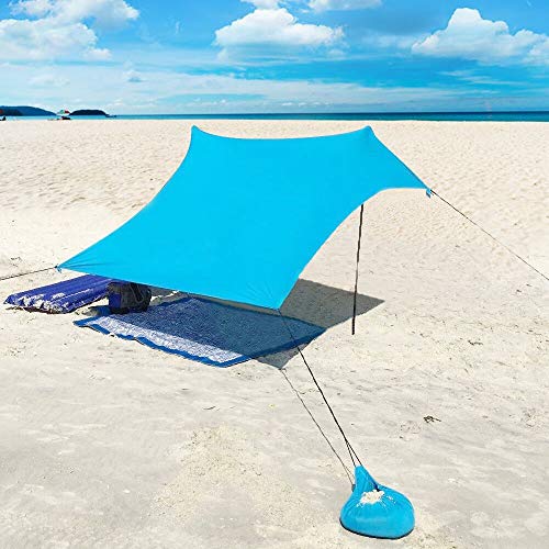 XISHUAI Plage de Tente avec Sac de Sable Ancres - 100% Lycra UPF50+ Protection Anti UV Etanche Abris - 210 cm x 210 cm Le Camping Randonnée Pêche