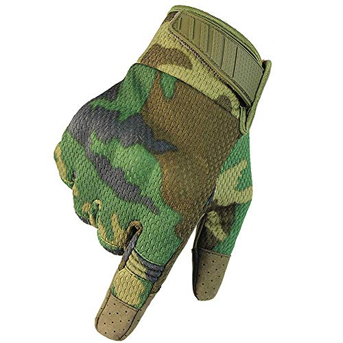 LALEO Camouflage Gants Tactiques Gants de Moto, All-Doigt Quatre Saisons Gants à Écran Tactile Garder au Chaud Respirant Anti-Glissant Anti-Usure pour Moto, VTT, Escalade, Chasse, Randonnée