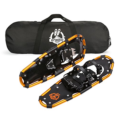 ENKEEO Raquettes à Neige Noir et Orange Suporter Jusqu'à 95 KG Taille a Choix (76CM: 72-95KG)