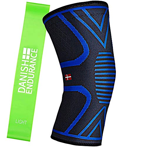 Genouillère de Compression de DANISH ENDURANCE, pour hommes & femmes, bandage de soutien de genou pour les sports, crossfit, basketball, récupération de blessure & douleur, genouillère ligamentaire, M