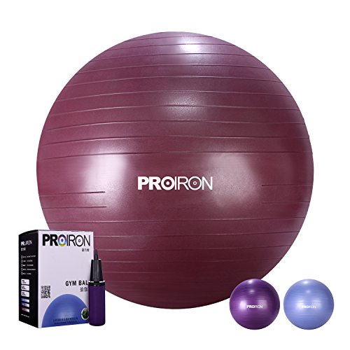 PROIRON Ballon de Fitness Suisse Epais Exercice de Yoga Gym Stabilité Anti-explosion avec Pompe à Main 65cm/75cm