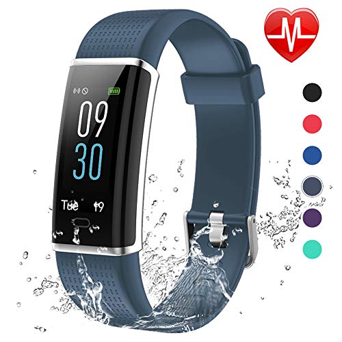 Lintelek Montre Cardiofréquencemètre, Tracker d'Activité Écran Coloré avec Moniteur de Sommeil, Réveil, Notifications, Bluetooth Podomètre IP68 Etanche Montre GPS Connectée pour Femme Homme