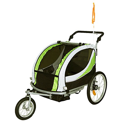 Tiggo Jogger Remorque à Vélo 2 en 1, pour Enfants + Amortisseur 802-D02 JBT03N - Lemon Vert-Noir