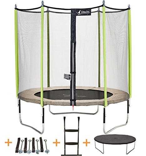 Kangui - Trampoline de Jardin 365 cm + Filet + échelle + bâche + kit d'ancrage JUMPI Zen