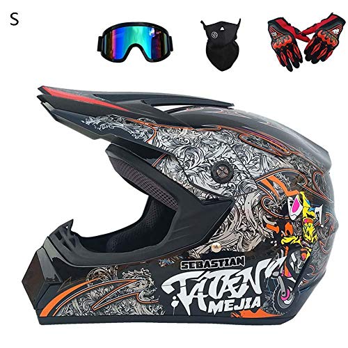 Casque hors route quatre saisons Casque complet pour hommes Casque de moto Casque de course sur route Casque pour casque hors route Lunettes à quatre pièces Plus Masque Plus Gants