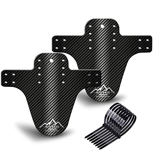 NICEDACK Vélo Fender - 2 + 1 Pièce de Montagne Garde-Boue VTT Garde-Boue Avant et Arrière pour Vélo BMX (Carton Fibre Pattern - Noir)