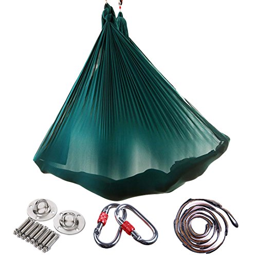 Inversion de Yoga Balançoire Anti-gravité d'air Elastique Swing Hamac Sling Kits de Yoga Pilates Équipements de Danse Aérienne Balançoire Tissu Stretch Durable Hamac Yoga Aerial Silks 5 Meter