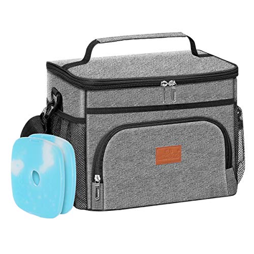 SGODDE 15L Sac Isotherme Repas Pliant 600D Tissu Oxford Étanche, Sac à Déjeuner Thermique Glacière, Portable à Bandoulière Main, pour Pique-Nique/Barbecue/Voyage/Plage (Offre 2 Blocs de Glace)