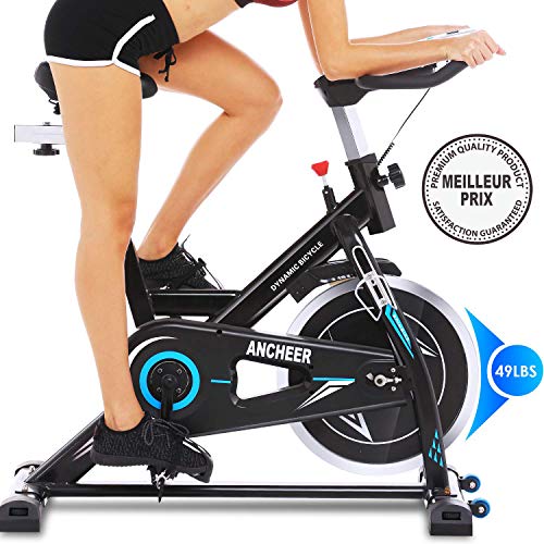 Profun Vélo d'Appartement à l'Intérieur Vélo Fitness avec Résistance Ajustable Écran LCD, Vélo d'Entraînement Fixe pour Adultes/Personnes Âgées Charge Maximale:120kg (Noir+Bleu)