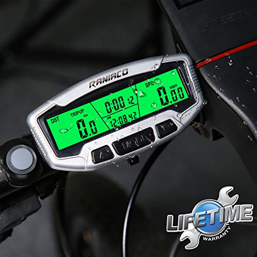 Raniaco Compteur Velo sans Fils ou Cable, rétro-éclairage LCD Multifonctions de réveil Automatique Compteur de vélo Étanche Compteur kilométrique Compteur de Vitesse pour la Performance et la Course