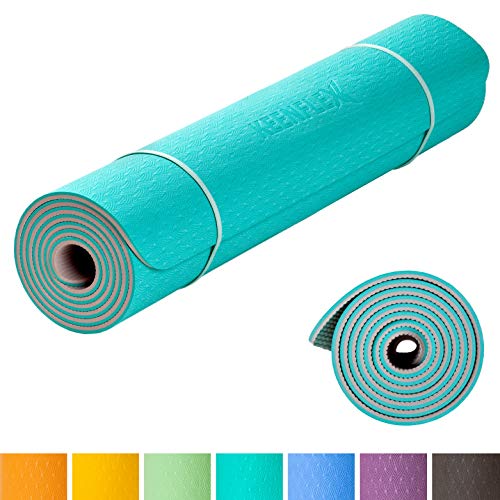KeenFlex Grand Tapis de Yoga Premium épais et confortable, pour Pilates / Fitness / Sport / Gym / Ecologique et recyclables (Turquoise)