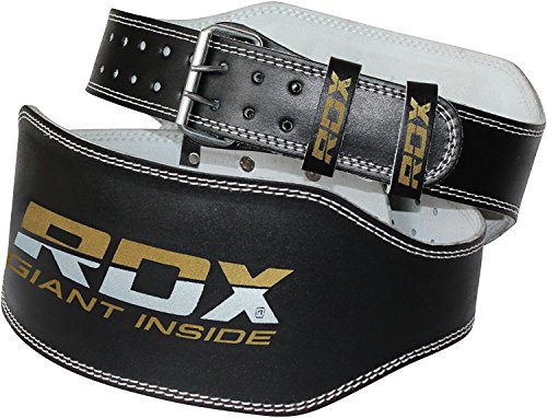 RDX Cuir Fitness Musculation Ceinture 6 D'haltérophilie Sudation D'entraînement Poids - Noir - M