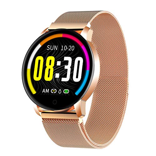 Montre Connectée GOKOO Smartwatch Femme Homme Montre Sport Bracelet Connecté Étanche Montre Intelligente Podomètre Calorie Cardiofréquencemètre Fitness Tracker d'Activité pour Android Et iOS (d'or)