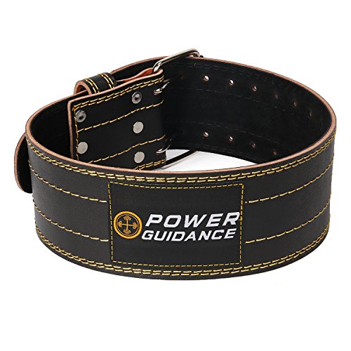 POWER GUIDANCE Ceinture de Musculation Cuir Weightlifting Belt Musculation pour Halterophilie Lombaire Entraînement Sport (S(56-85cm))