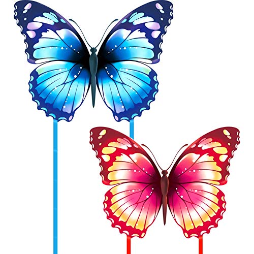 2 Pièces Kite for Débutants Et Enfants So Beautiful Cerfs-Volants Papillon for Les Jeux en Plein Air Et Les Activités Ligne Kite (Color : Pink+Blue, Size : 2 Pieces)