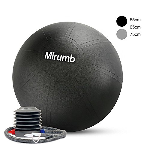 Mirumb Ballon Suisse de Gym 75 cm avec Pompe-Balle de Pilates-Ballon de Gym,Ballon de Fitness-Yoga,Pilates-