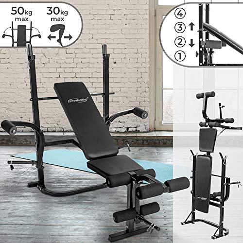 Physionics Banc de Musculation Complet - Butterfly, Extension Jambe et Support pour Haltères (Pliable & Réglable), Charge Max. 255kg - Station Multifoncion, Appareil