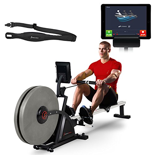 Sportstech Rameur RSX600 ergomètre Machine à Ramer à air + Freins magnétiques, Ceinture Cardio d'une Valeur DE 39,90€, Applications Fitness, 16 programmes d’entraînement, Mode de compétition, Pliable