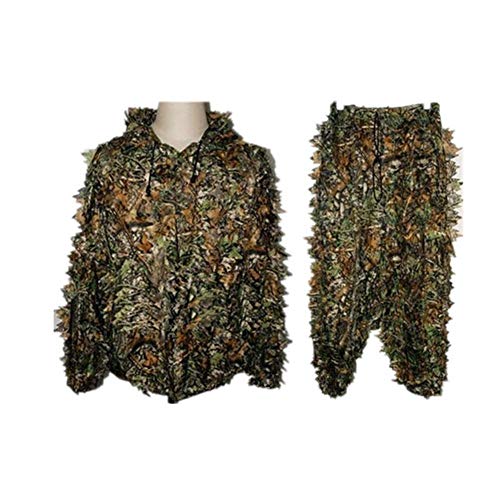 Tenue Camouflage Ensemble Veste à Capuche et Pantalon Camouflage avec 3D Maple Leaf Bionic Ghillie Costumes Vêtements de Chasse Veste Yowie Sniper Birdwatch Airsoft Camouflage Veste et Pantalon