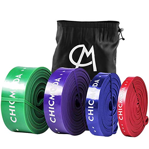 CHICMODA Bandes de résistance Bande Elastique Fitness Équipement d'Exercices pour Musculation, Yoga, Perte de Poids pour Homme et Femme en Caoutchouc avec Sac de Transport,Bleu (35-60lb)