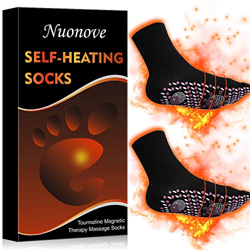 Chaussettes Tourmaline, Chaussette Magnetique, Chauffe Pieds, Chaussettes Autothermiques Masseur Respirant Thérapie Magnétique Tourmaline, Taille Unique, Noir