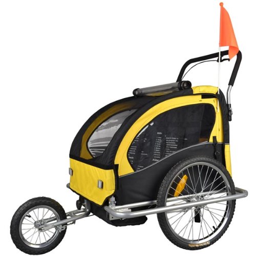 TIGGO World Convertible Jogger Remorque à Vélo 2 en 1, pour enfants - JBT03A-D03 502-D03 Jaune/Noir