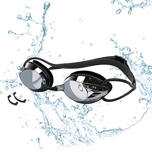 Yimidon Lunettes de Natation, Lunettes de Piscine Aucune Fuite Protection UV Antibuée Longueur Réglable pour Hommes Femmes Adultes, Noir