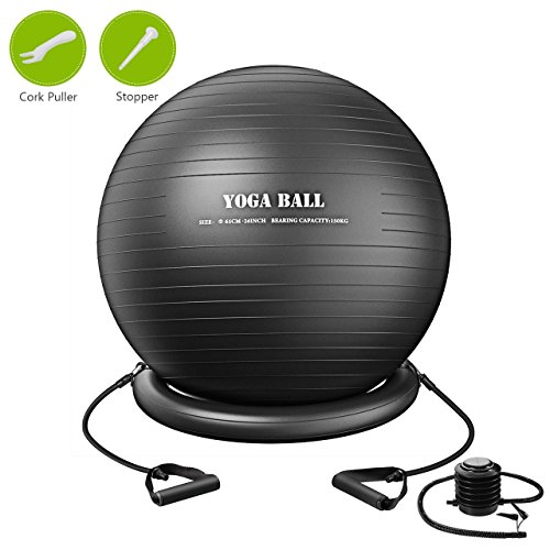 TOPELEK Balle Yoga 75cm, Ballon Fitness d'exercice Pompe Inclus, Ballon de Gymnastique Antidéparant avec Fitness Band Handle, Équipement de Fitness à la Maison, Gym