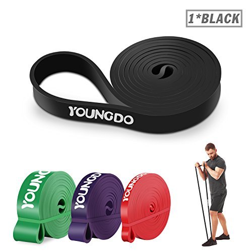 YOUNGDO Elastique Sport, Elastique de Sport Musculation, Bande de Résistance Exercer Musculation, Faire du Fitness Tractions Perte de Poids, Yoga Athlètes, Danseurs-4 Couleurs (Noir)