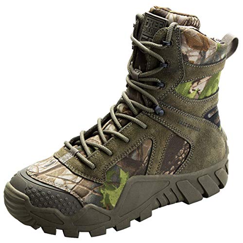 FREE SOLDIER Chaussures High-Top Militaire pour Homme Tactique Bottes de randonnée à Lacets Travail Combat Tous Les terrains résistante à l'usure Bottes 3 Couleurs, Camouflage, 41