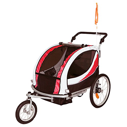 Tiggo Jogger Remorque à Vélo 2 en 1, pour Enfants + Amortisseur 802-D01 JBT03N - Rouge-Noir