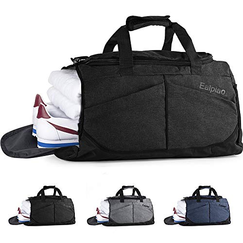 Weiao Sac de Sport Fitness Sac avec Compartiment à Chaussures Sacs de Voyage Imperméables de Grande Capacité Sac Multiuse Sac à Dos, Sac à Bandoulière et à Main (Noir)