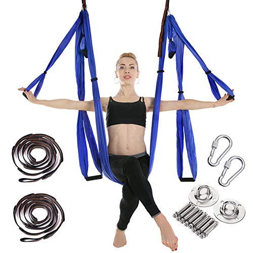 CleanDell Hamac de Yoga,Swing Hamac Sling chargé de 200 kilogrammes,250CM*150CM,Yoga Anti-gravité Hamac,Inversion de Yoga Balançoire,Dont 2 plaques d'acier Inoxydable, 2 Sangles d'extension