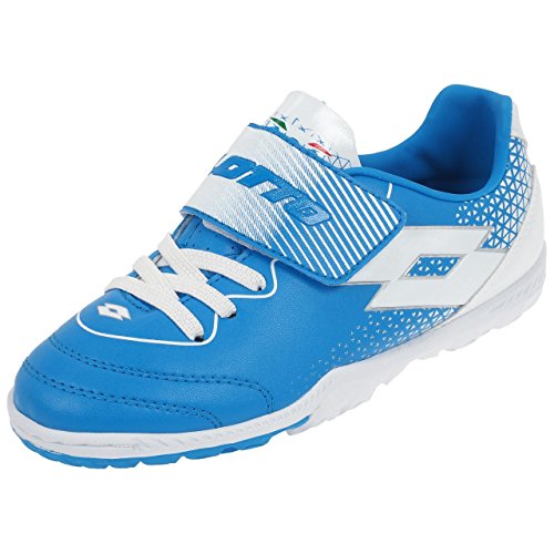 Lotto Spider 700 XV TF Jr S, Chaussures de Futsal Mixte Enfant, Bleu (Blu ATL/WHT 010), 33 EU