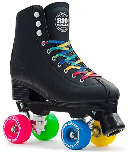 Rio Roller Figure Enfants/Adultes Quad Patins à roulettes Noir (UK 4 Euro 37)