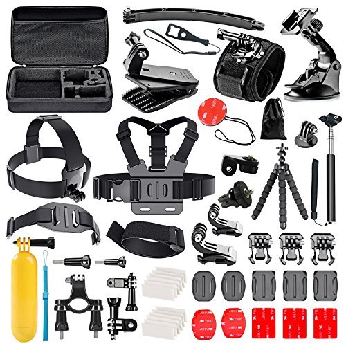 Followsun 52-en-1 Kit d'Accessoires pour Sport Action Caméra GoPro Hero Session/5 Hero 1 2 3 3+ 4 5 SJ4000 SJ7000 DBPOWER AKASO VicTsing APEMAN WiMiUS Rollei QUMOX Lightdow Campark et Sony Sports DV