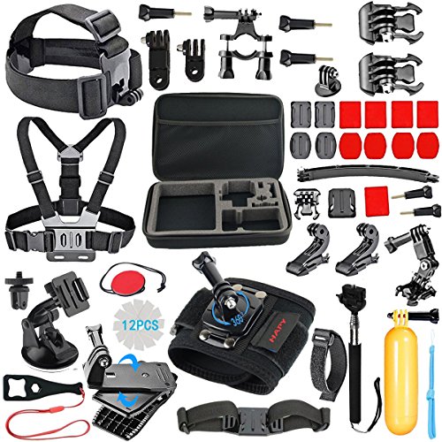 HAPY Sports de Plein air caméra Accessoires pour gopro héros 5 / Session 6/5 / 4/3 / 2/1, akaso ek7000, ek5000, sjcam, dbpower, xiaomi yi, Mallette, caméra Bundle