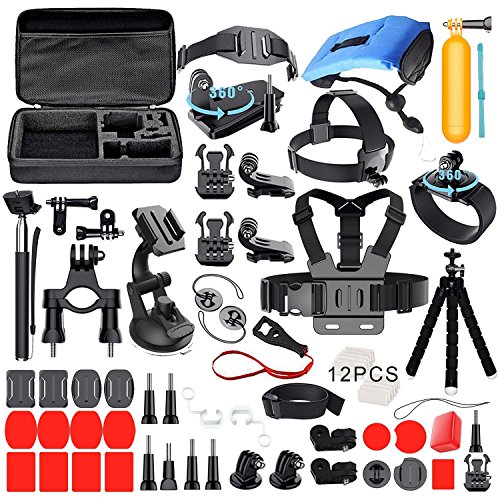 Deyard Trousse d'accessoires avec étui de transport pour GoPro Hero 7 Hero(2018) GoPro Fusion GoPro Hero 6 Hero5 Session Hero Session Hero 5 Noir Hero 4 Argent Noir, Xiaomi SJ4000 SJ5000, AKASO Crosstour Apeman Caméra d'action